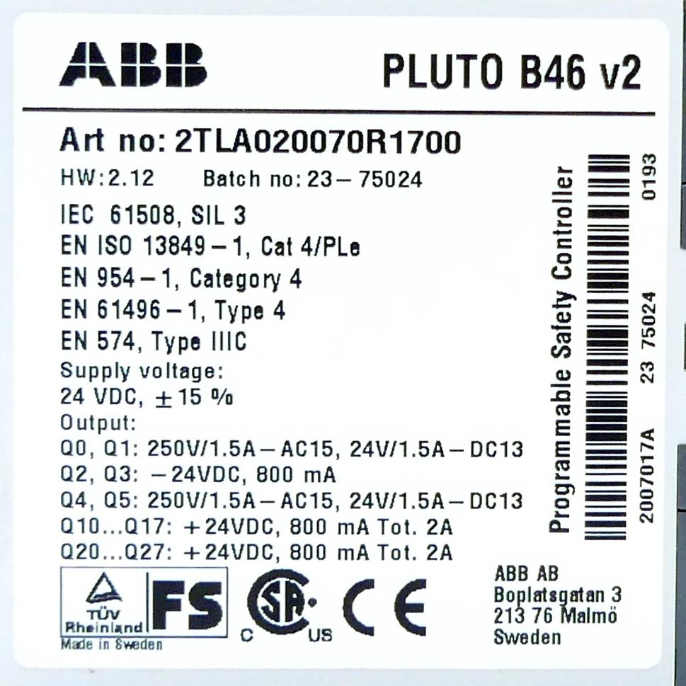 Produktfoto 2 von ABB Sicherheitssteuerung Pluto B46 v2