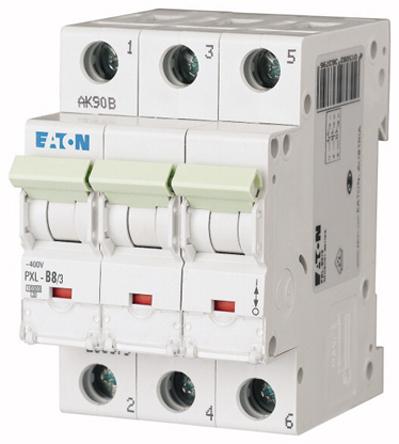 Eaton PXL, S200 MCB Leitungsschutzschalter Typ B, 3-polig 8A 400V, Abschaltvermögen 10 kA xPole DIN-Schienen-Montage