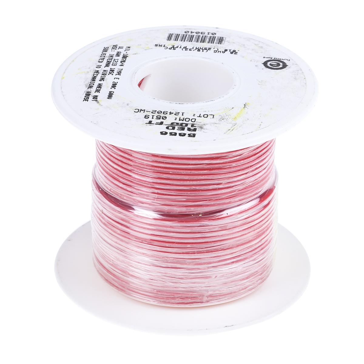 Produktfoto 1 von Alpha Wire Einzeladerleitung 0.62 mm², 20 AWG 30m Rot PTFE isoliert Ø 1.47mm 19/0,20 mm Litzen UL1213