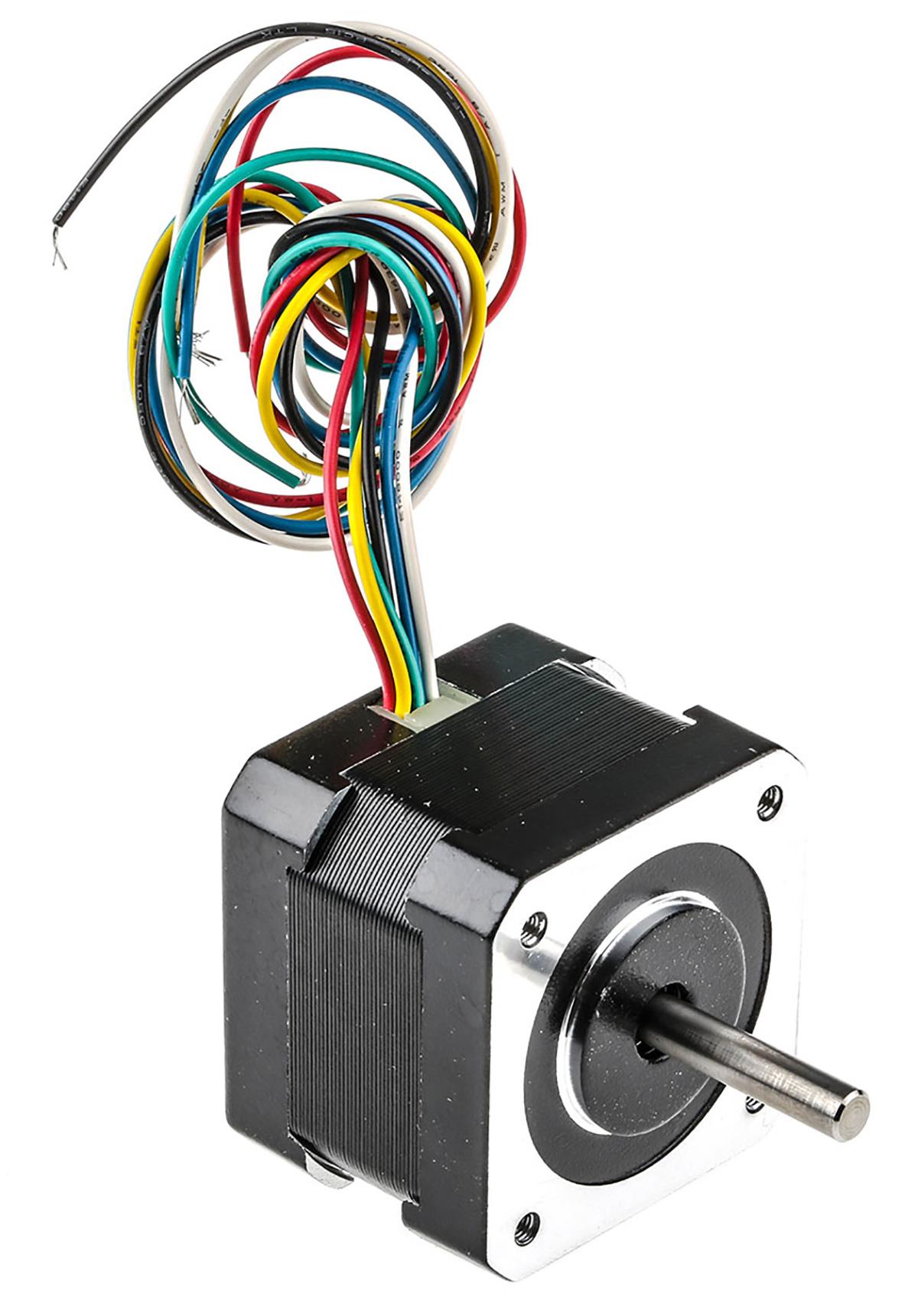 Produktfoto 1 von RS PRO Hybrid 1.8° Schrittmotor 12 V / 310 mA 6-adrig, 42.3 x 42.3mm Wellen-Ø 5mm