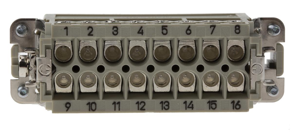 Produktfoto 1 von HARTING Han A Industrie-Steckverbinder Kontakteinsatz, 16-polig 16A Stecker, Schrauben