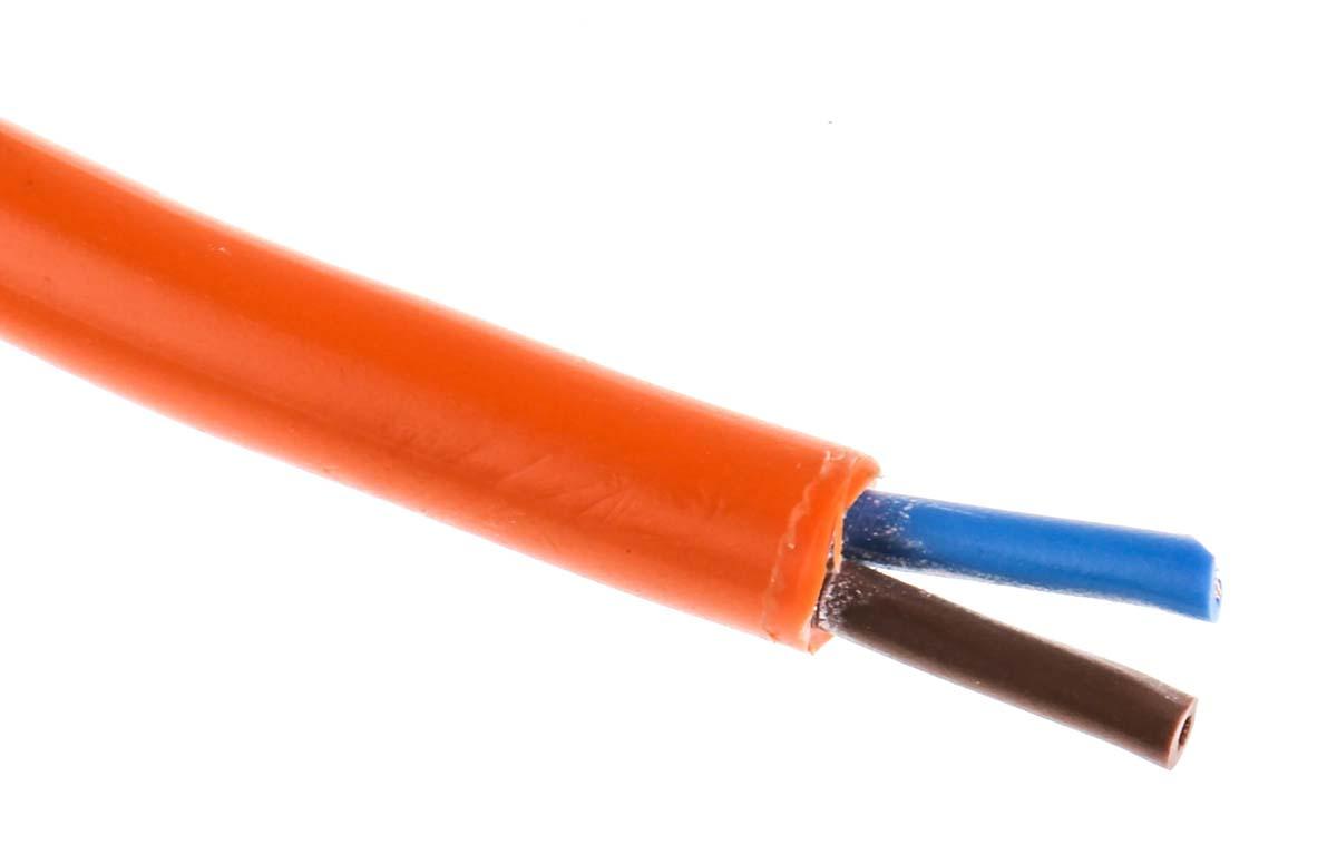 Produktfoto 1 von RS PRO Netzkabel, 2-adrig Typ 3182Y Orange x 0,75 mm /Ø 7.2mm 6 A, 100m, 500 V, PVC