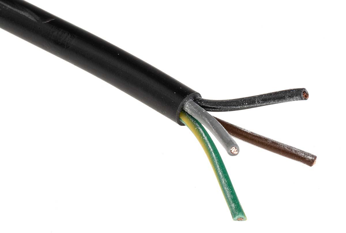 Produktfoto 1 von RS PRO Netzkabel, 4-adrig Typ 3184Y Schwarz x 0,75 mm /Ø 8.3mm 6 A, 100m, 500 V, PVC