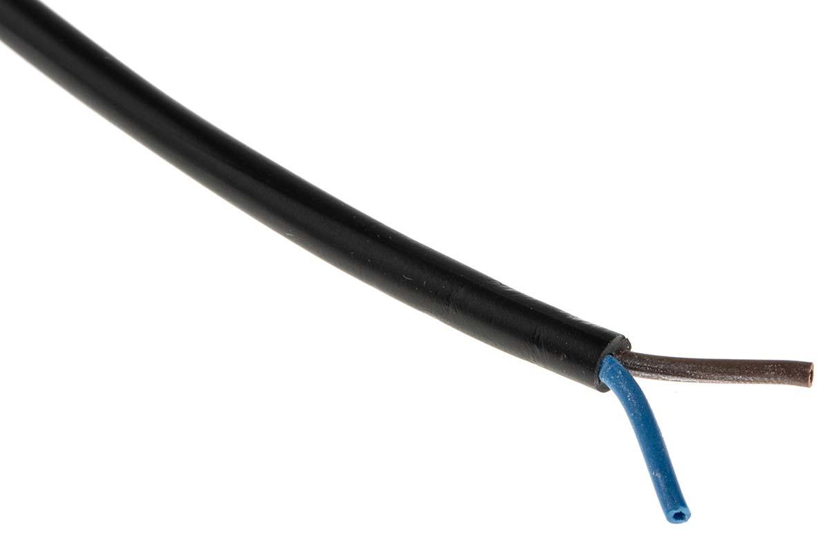 Produktfoto 1 von RS PRO Netzkabel, 2-adrig Typ 2182Y Schwarz x 0,75 mm² /Ø 6.3mm 6 A, 100m, 300 V, PVC