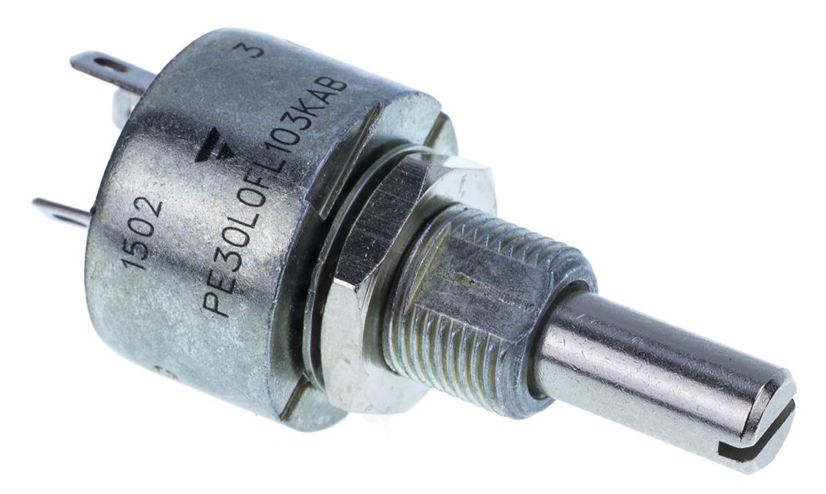 Vishay PE30, Tafelmontage Dreh Potentiometer 10kΩ ±10% / 3W, Schaft-Ø 6 mm