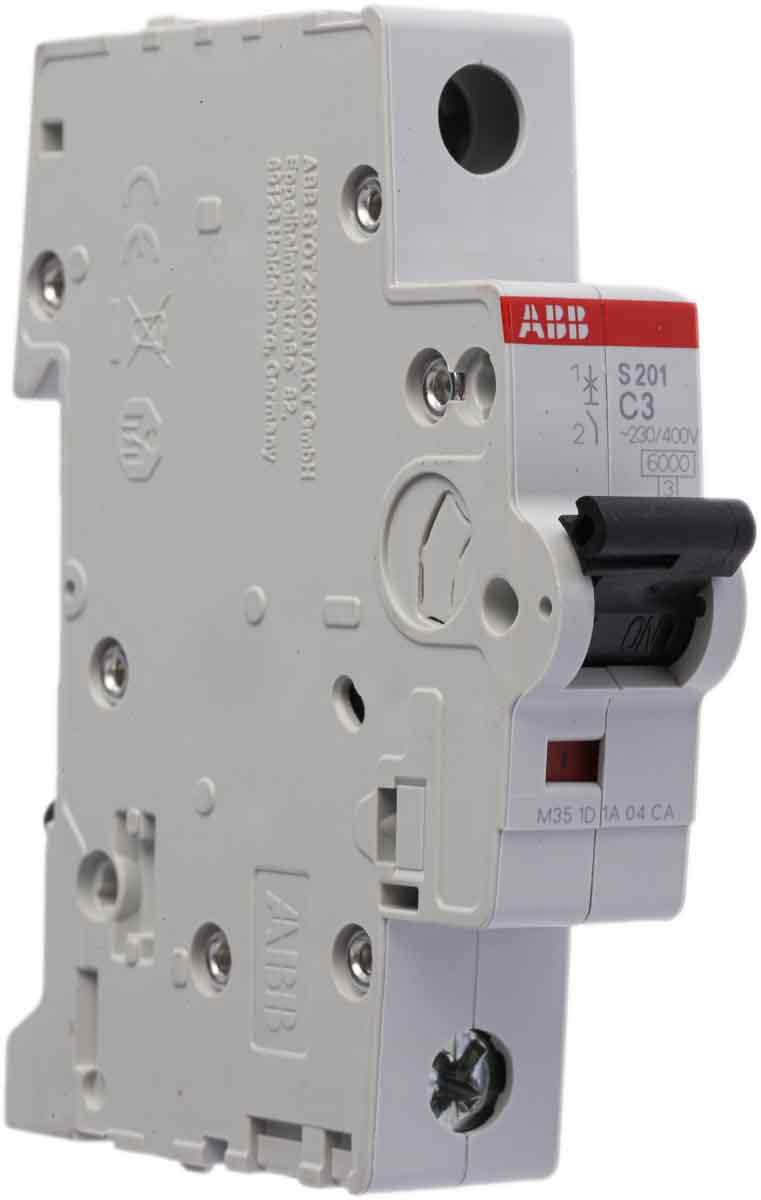 Produktfoto 1 von ABB S200 MCB Leitungsschutzschalter Typ C, 1-polig 3A 230V, Abschaltvermögen 6 kA System Pro M Compact