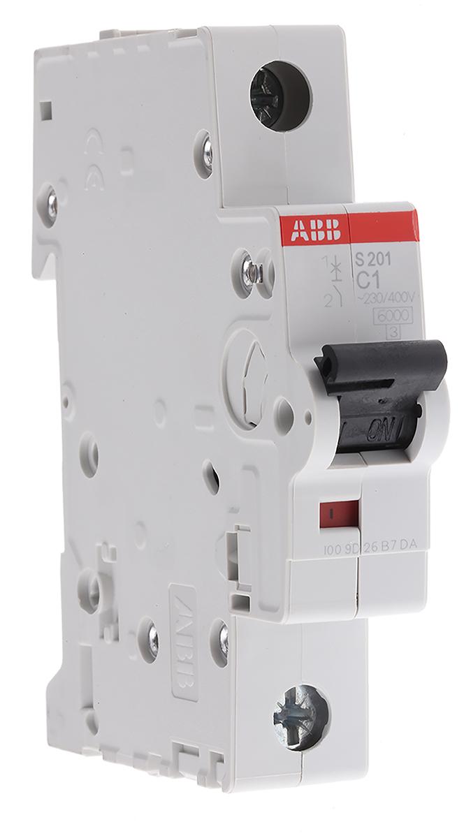 Produktfoto 1 von ABB S200 MCB Leitungsschutzschalter Typ C, 1-polig 1A 230V, Abschaltvermögen 6 kA System Pro M Compact