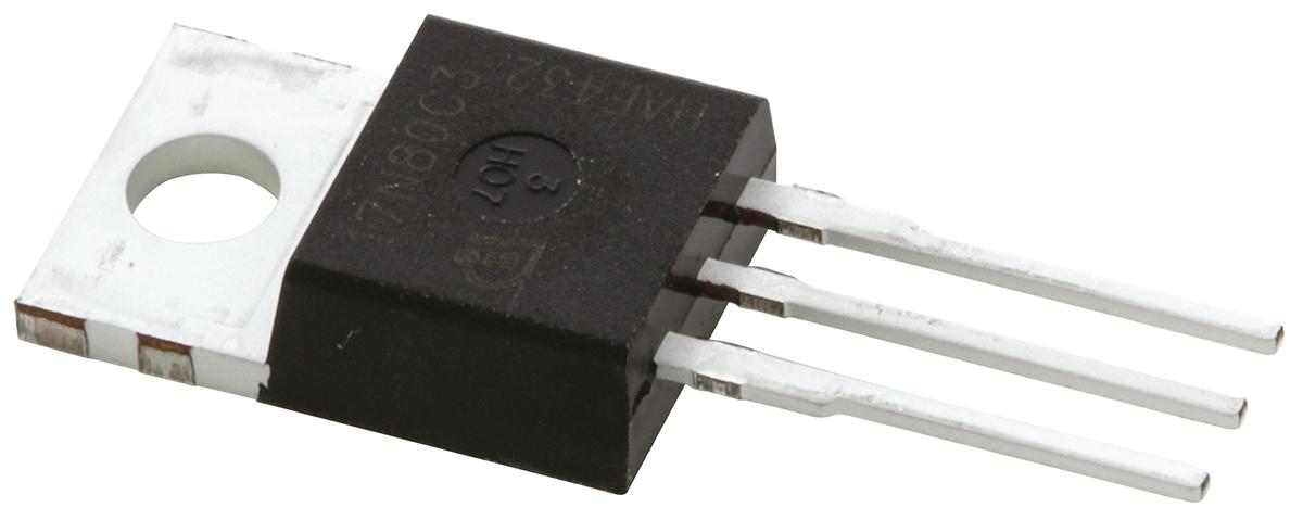 Produktfoto 1 von Infineon CoolMOS C3 SPP17N80C3XKSA1 N-Kanal, THT MOSFET 800 V / 17 A 227 W, 3-Pin TO-220