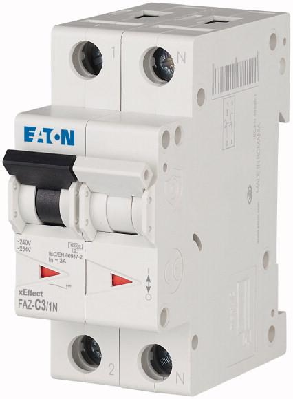 Produktfoto 1 von Eaton Eaton Moeller MCB Leitungsschutzschalter Typ C, Pol 1P+N 3A 240V, Abschaltvermögen 10 kA xEffect