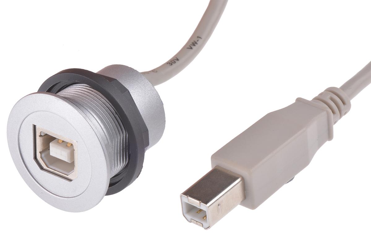 Produktfoto 1 von HARTING USB-Kabel, USB B / USB B, 3m USB 2.0 Grau