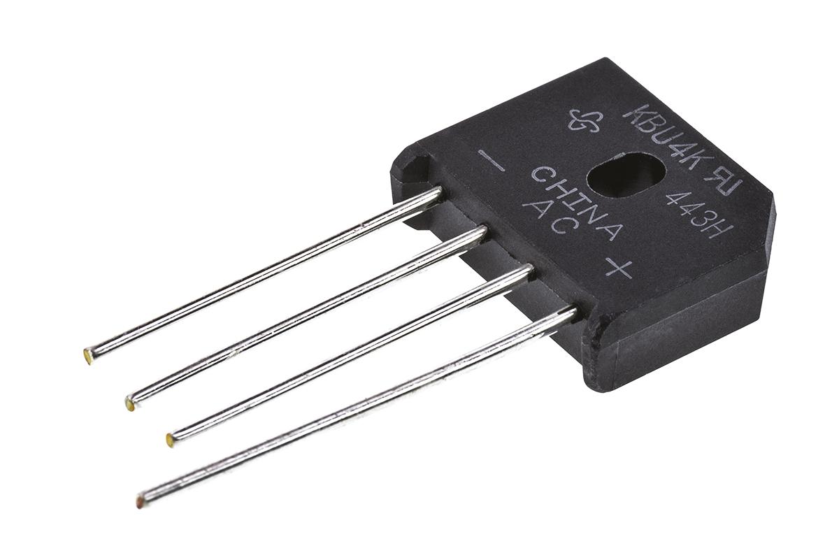 Vishay Brückengleichrichter, 1-phasig 4A 800V THT 1V KBU 4-Pin 5μA