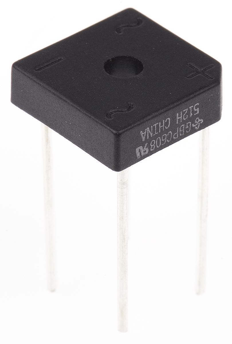 Produktfoto 1 von Vishay Brückengleichrichter, 1-phasig 6A 800V THT 1V GBPC6 4-Pin 5μA