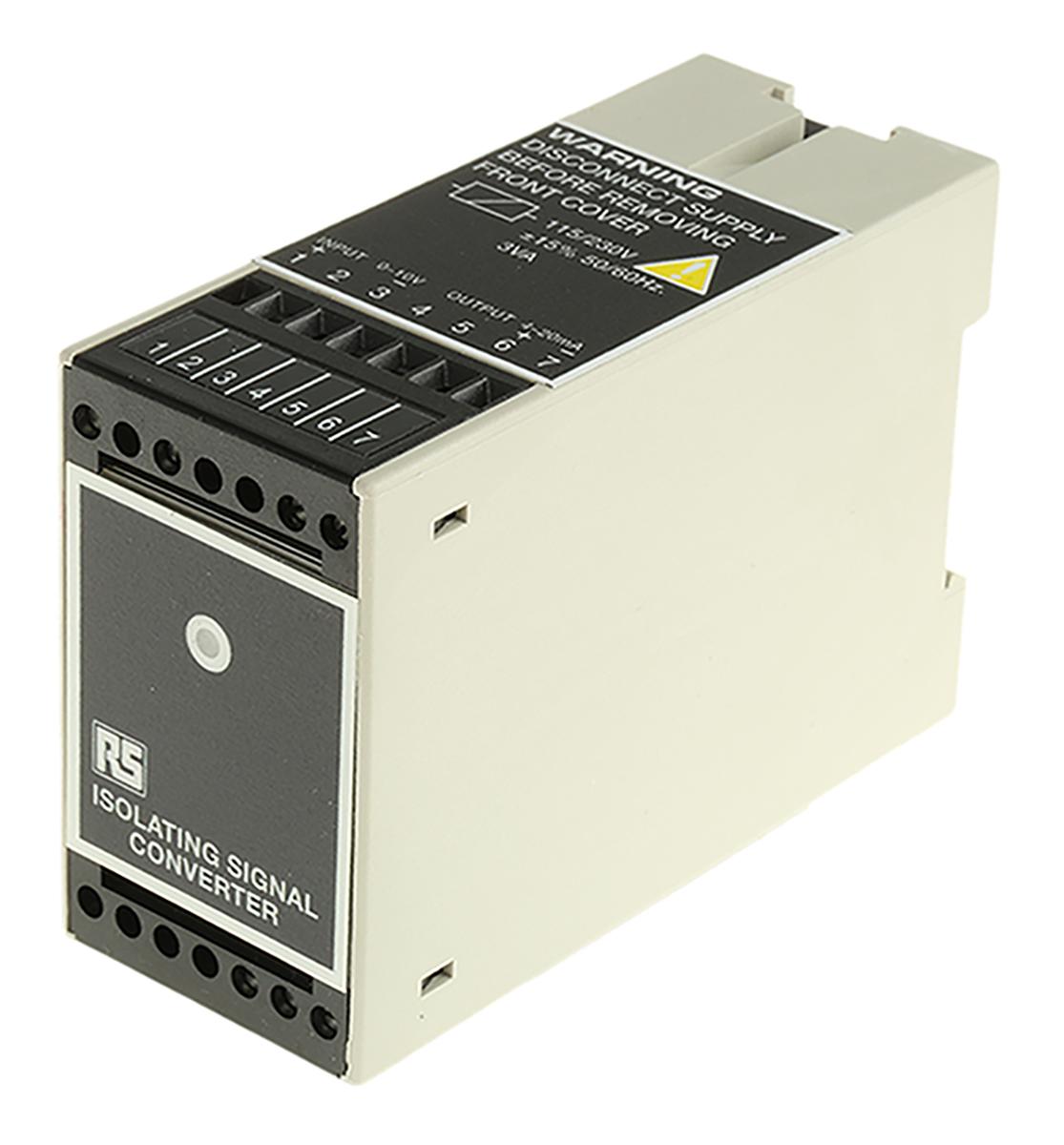 Produktfoto 1 von RS PRO Signalwandler, Signaltrenner 24 → 230V ac, Spannung 0 → 10V dc EIN / Strom 4 → 20mA AUS