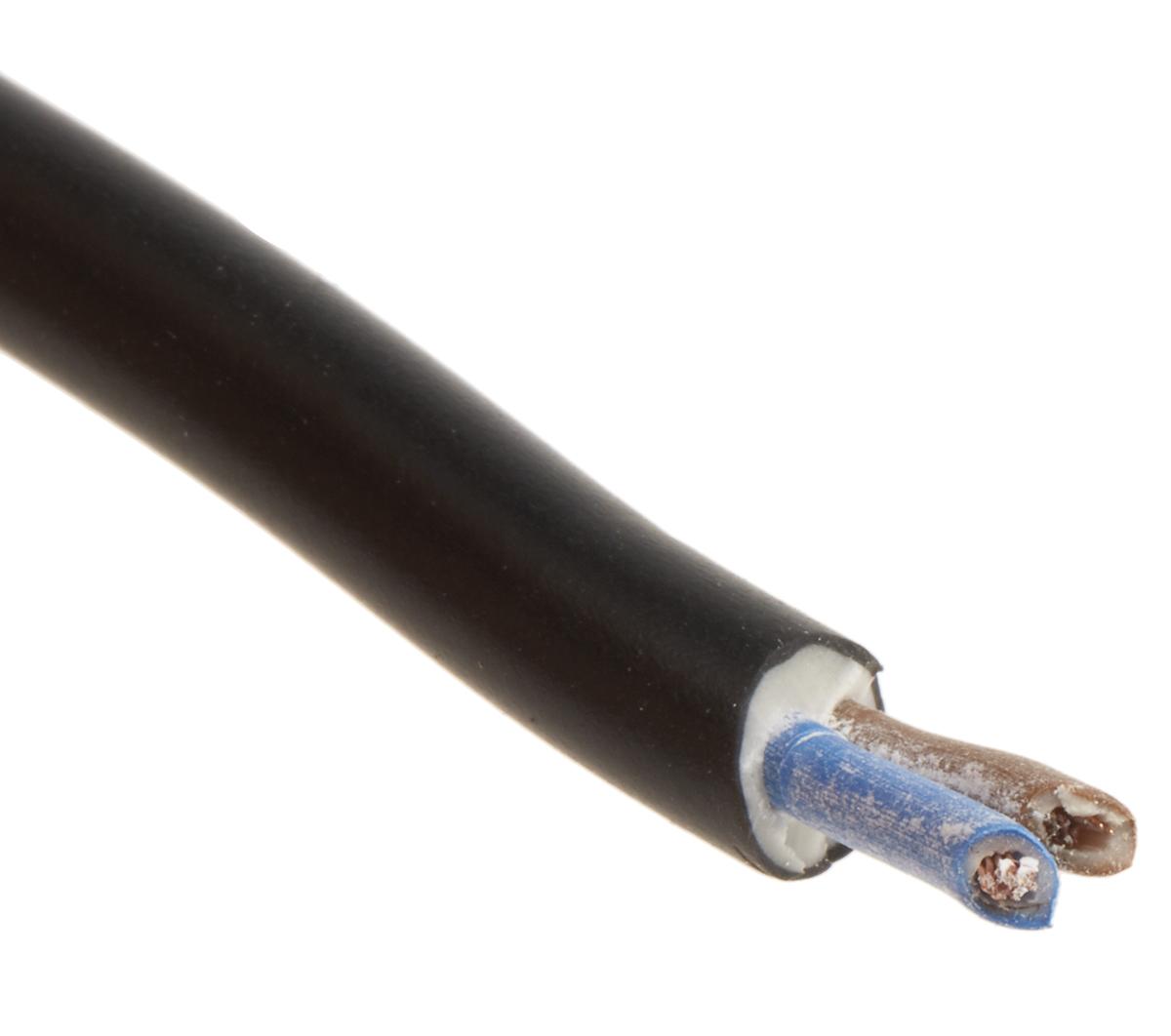 Produktfoto 1 von RS PRO Netzkabel, 2-adrig Typ 2182Y Schwarz x 0,5 mm² /Ø 5.06mm 3 A, 100m, 300 V, 500 V, PVC