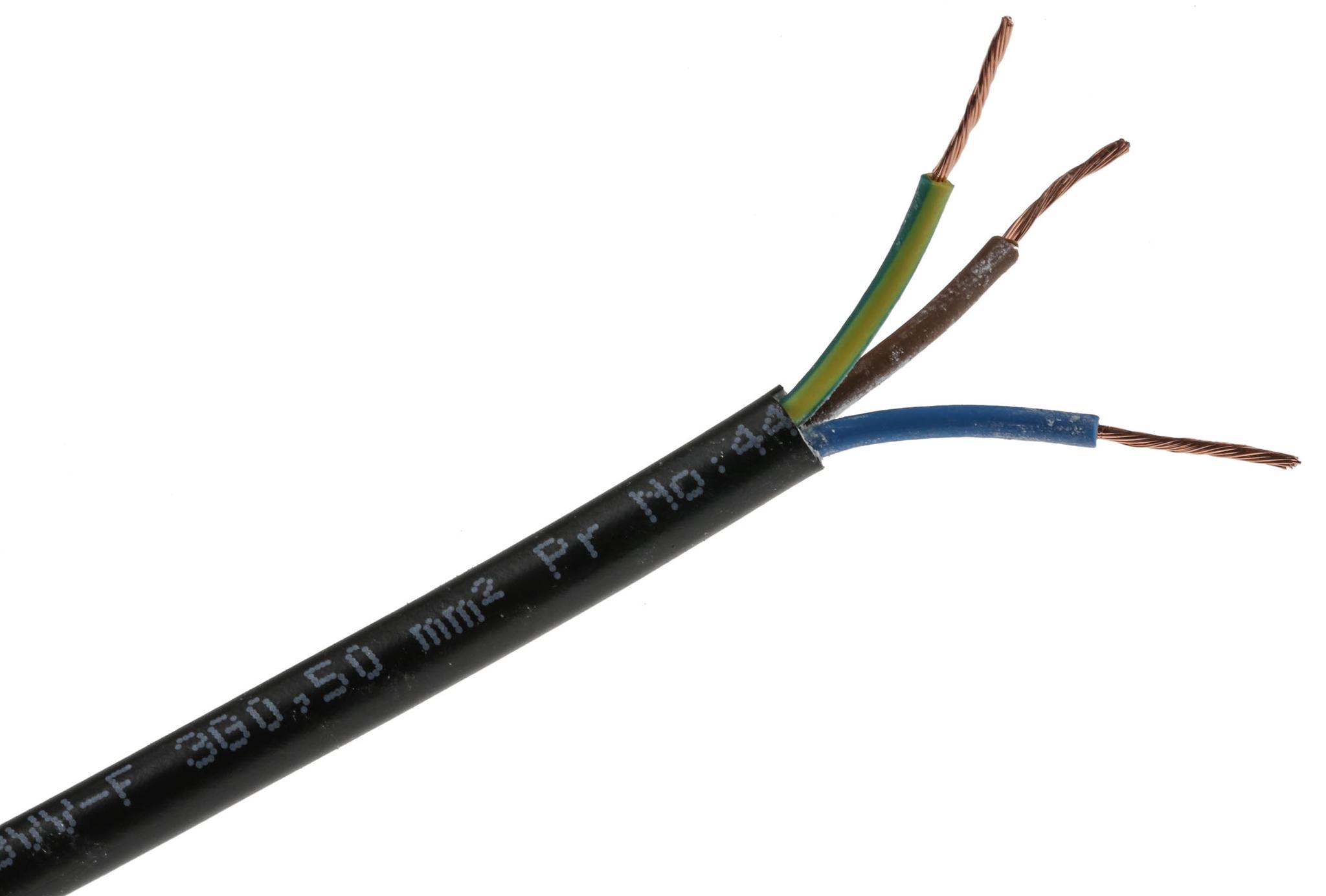 RS PRO Netzkabel, 3-adrig Typ 2183Y Schwarz x 0,5 mm² /Ø 5.39mm 3 A, 100m, 300 V, 500 V, PVC