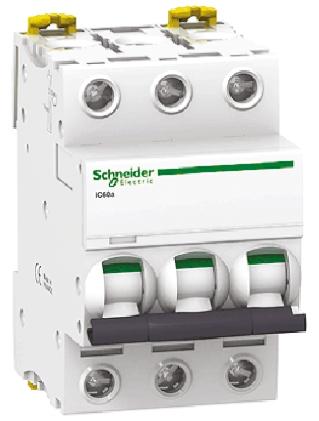 Produktfoto 1 von Schneider Electric iC60N MCB Leitungsschutzschalter Typ B, 3-polig 63A 440V, Abschaltvermögen 6 kA Acti 9