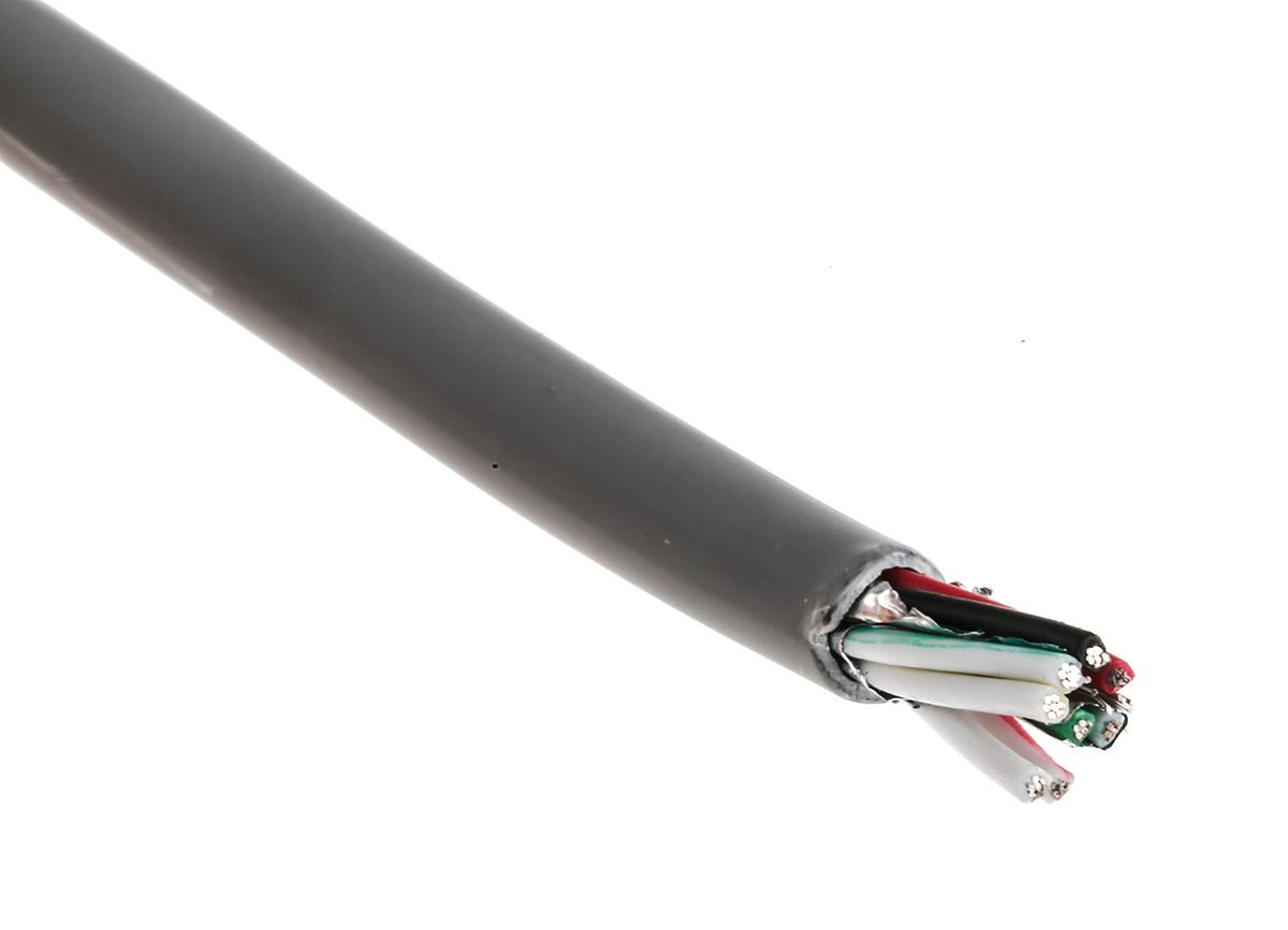 Alpha Wire 2463L Datenkabel, 4-paarig 0,35 mm² Ø 6.15mm U/STP Schirmung LSZH isoliert Twisted Pair Grau