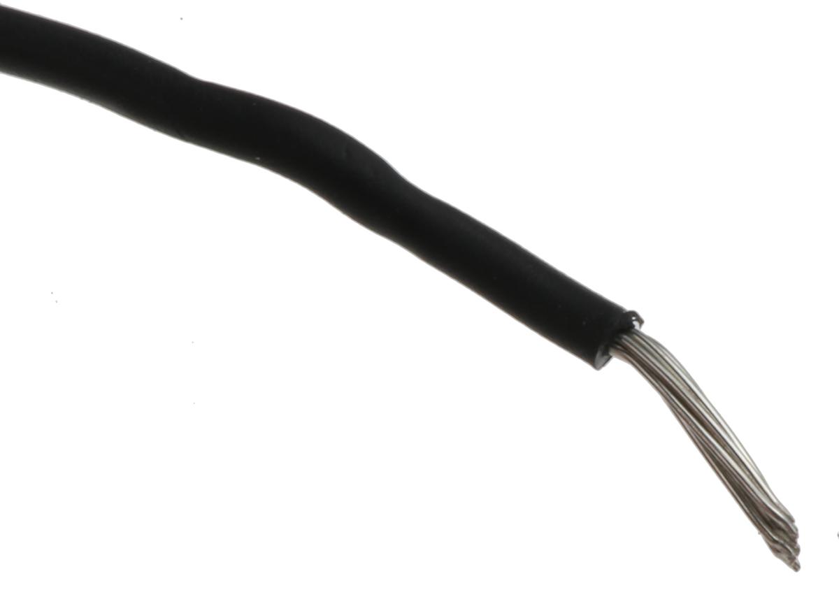 Produktfoto 1 von Alpha Wire Einzeladerleitung 0,2 mm², 24 AWG 30m Schwarz MPPE isoliert Ø 1.09mm 7/0.20 mm Litzen UL11028