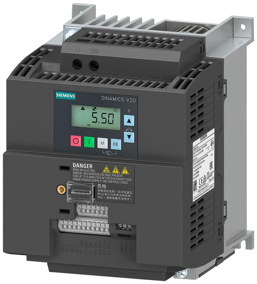 Produktfoto 1 von Siemens SINAMICS V20, 1-Phasen Frequenzumrichter 3 kW, 230 V / 13,6 A 0 to 550Hz