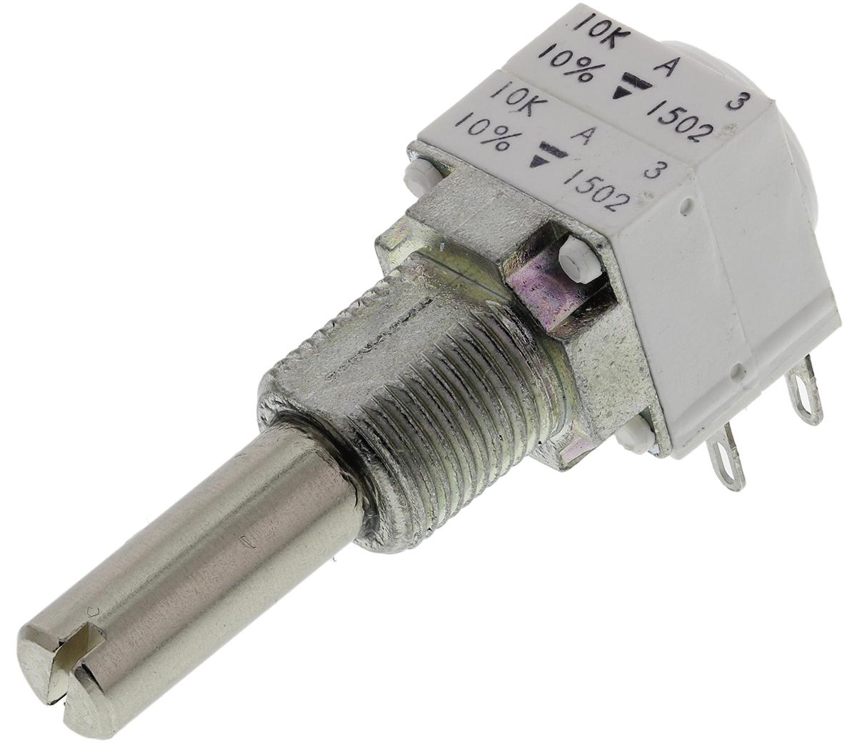 Vishay P11S, Tafelmontage  Dreh Potentiometer 10kΩ ±10% / 0.25W / 2 Ausbrüche, Schaft-Ø 6 mm