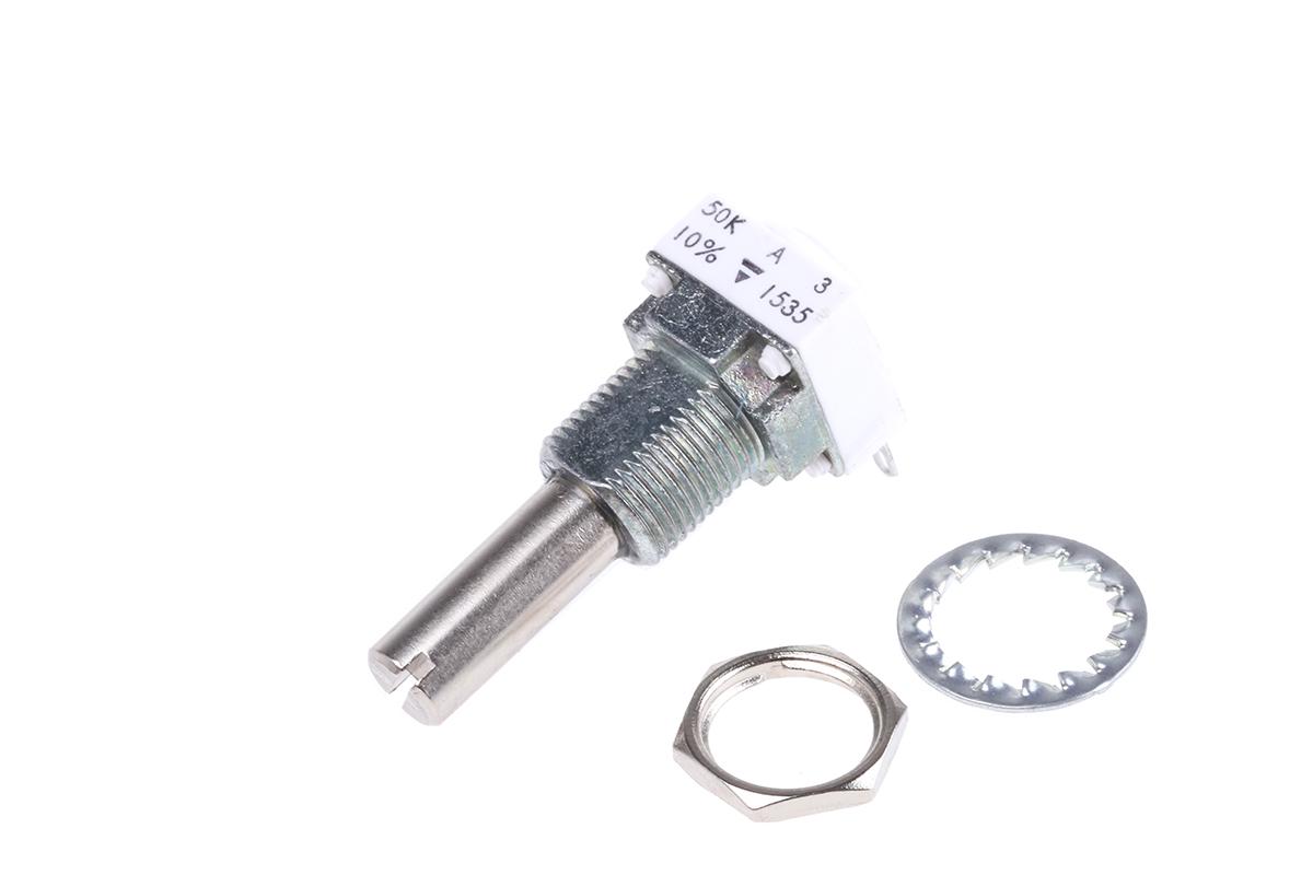 Vishay P11S, Tafelmontage  Dreh Potentiometer 50kΩ ±10% / 1W , Schaft-Ø 6 mm