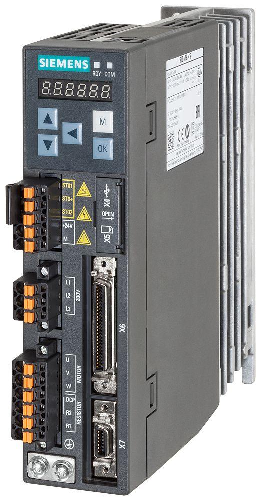 Produktfoto 1 von Siemens 6SL3210, 1-Phasen Frequenzumrichter 0,1 kW, 240 V ac / 1,2 A 66Hz für SINAMICS V90