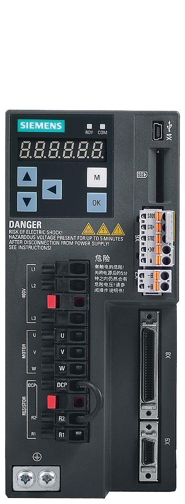 Siemens 6SL3210, 3-Phasen Frequenzumrichter 0,75 kW, 480 V ac / 2,1 A 66Hz für SINAMICS V90