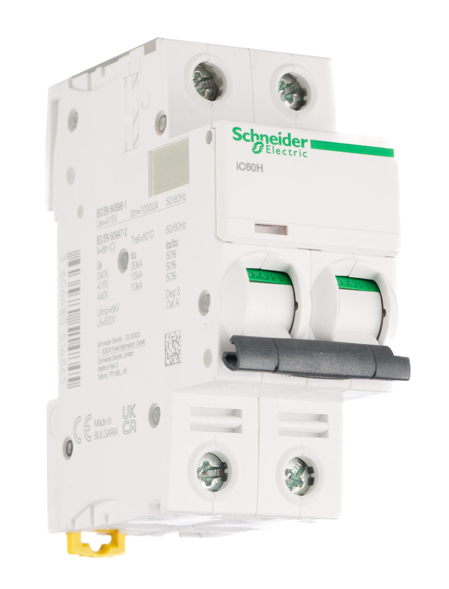 Schneider Electric iC60H MCB Leitungsschutzschalter Typ C, 2-polig 32A 440V, Abschaltvermögen 10 kA Acti 9