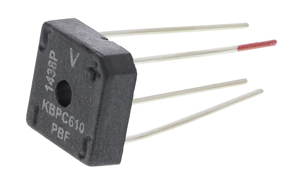 Produktfoto 1 von Vishay Brückengleichrichter, 1-phasig 6A 1000V THT 1.2V D 72 4-Pin 10mA