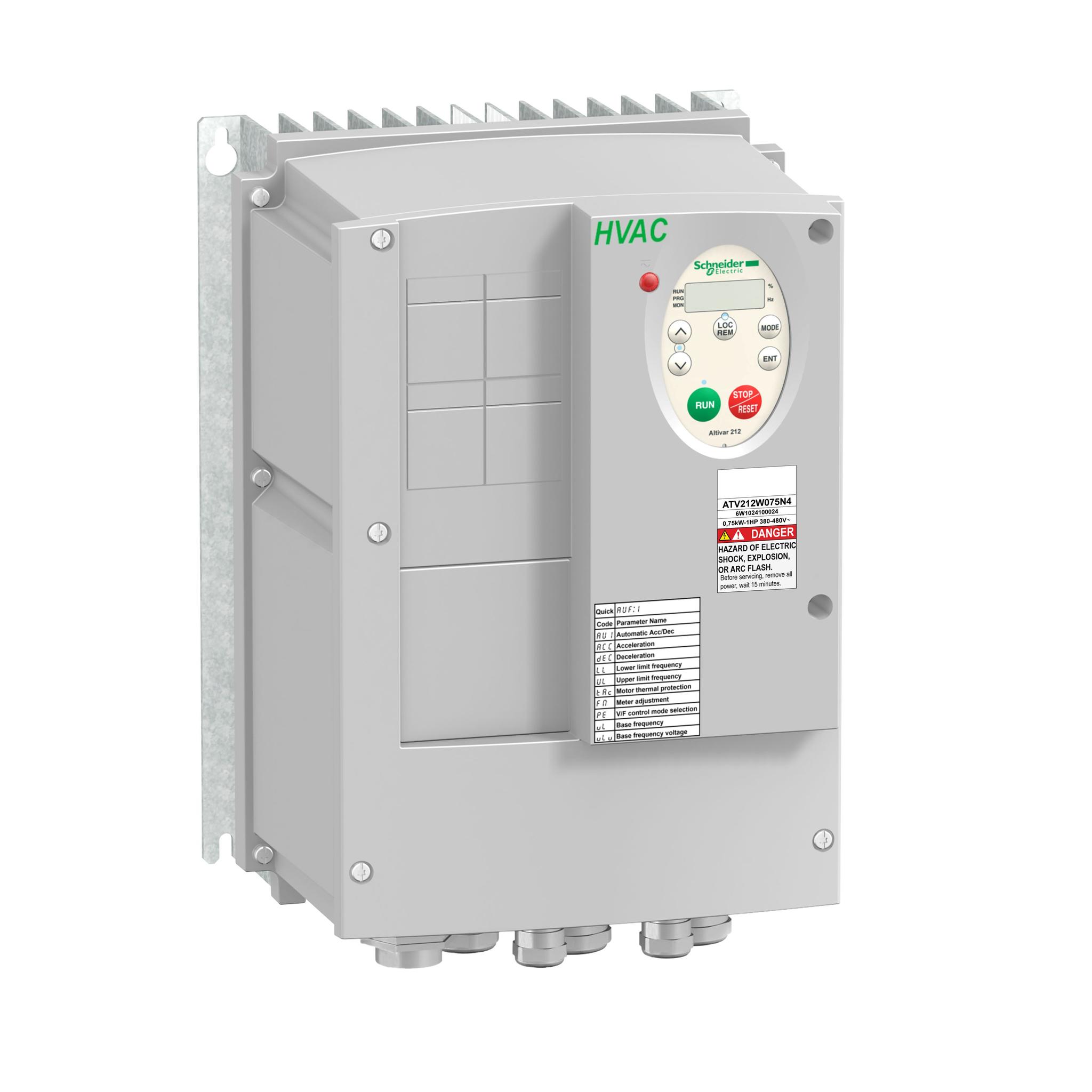 Produktfoto 1 von Schneider Electric Altivar 212, 3-Phasen Drehzahlgeregelter Antrieb 1,5 kW, 480 V / 2,6 A, 3,2 A 0.5 → 200Hz für