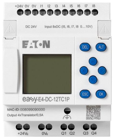 Eaton Einfach Steuerrelais, 4 Eing. / 8 Digitaleing. Relais Ausg.Typ / 0 Analogausg. Analog Eing.Typ für Easy E4 24 V DC