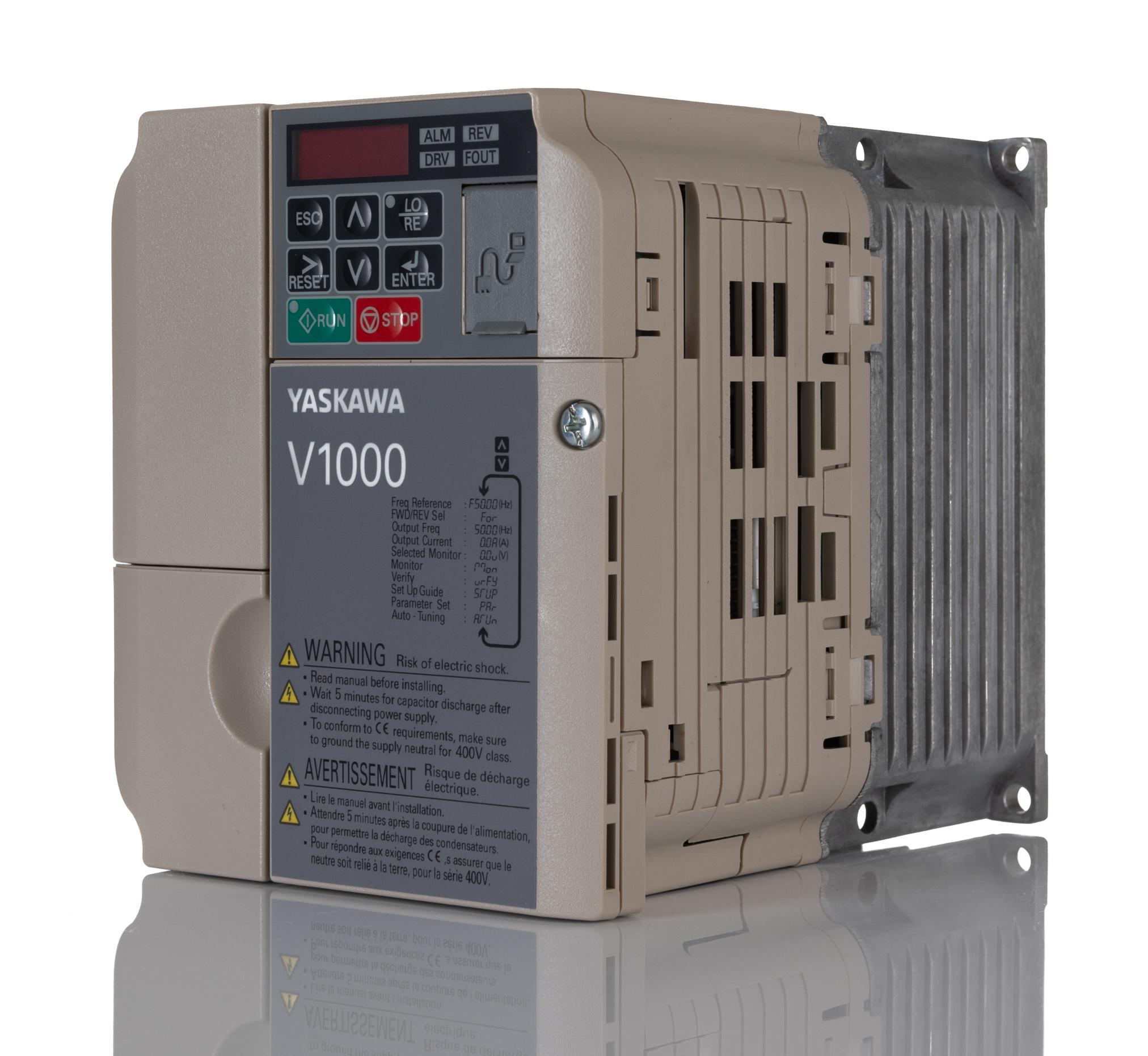 Produktfoto 1 von Omron V1000, 3-Phasen Frequenzumrichter 1,5 kW, 400 V ac / 4,1 A 0.1 → 400Hz für Wechselstrommotoren