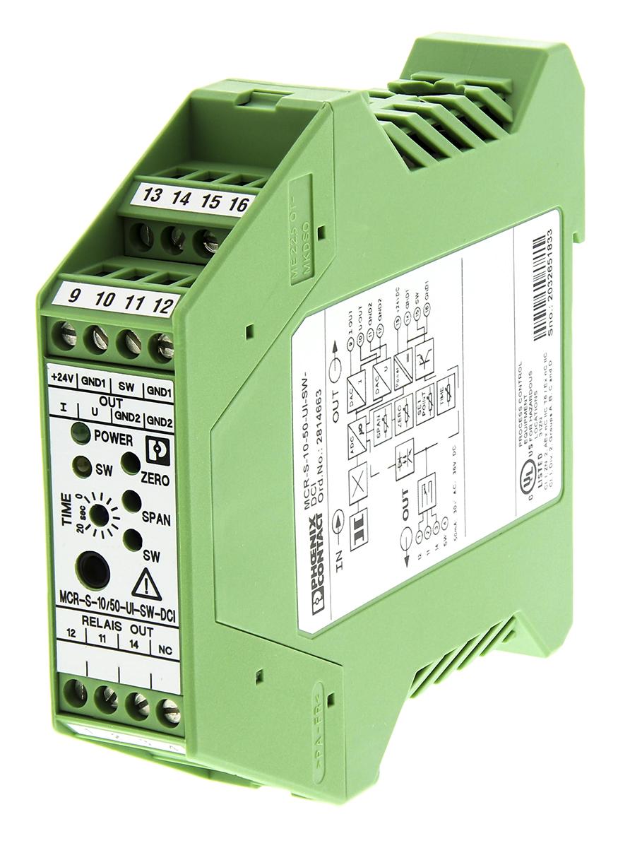 Produktfoto 1 von Phoenix Contact MCR-S10 Strommessumformer, Stromwandler 20 → 30V dc, Strom 55A EIN / Strom 0 → 20mA AUS