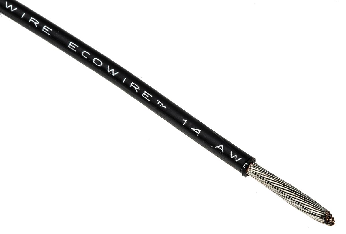 Produktfoto 1 von Alpha Wire Einzeladerleitung 2,1 mm², 14 AWG 30m Schwarz MPPE isoliert Ø 2.44mm UL11028