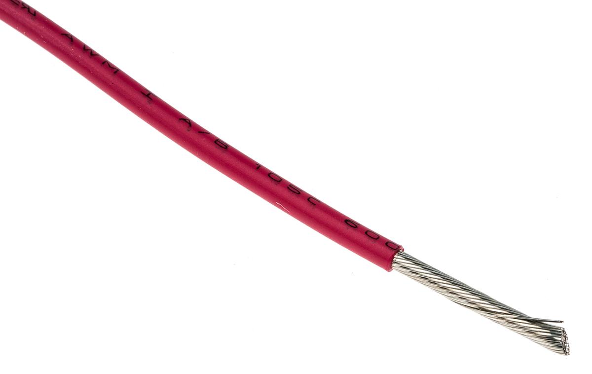 Produktfoto 1 von Alpha Wire Einzeladerleitung 2,1 mm², 14 AWG 30m Rot MPPE isoliert Ø 2.44mm UL11028