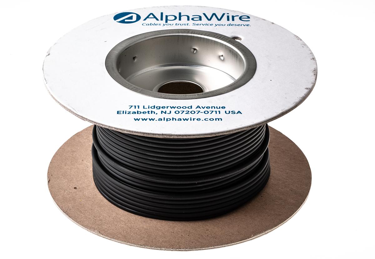 Produktfoto 1 von Alpha Wire Einzeladerleitung 3,3 mm², 12 AWG 30m Schwarz MPPE isoliert Ø 2.97mm 65/0,25 mm Litzen UL11028