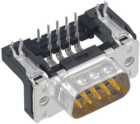 Harting Sub-D Steckverbinder Stecker abgewinkelt, 25-polig / Raster 2.76mm, Durchsteckmontage  Lötanschluss