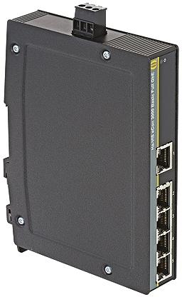 Produktfoto 1 von HARTING Ethernet-Switch, 5 x RJ45 / 10/100/1000Mbit/s, bis 100m für DIN-Schienen, 48V dc