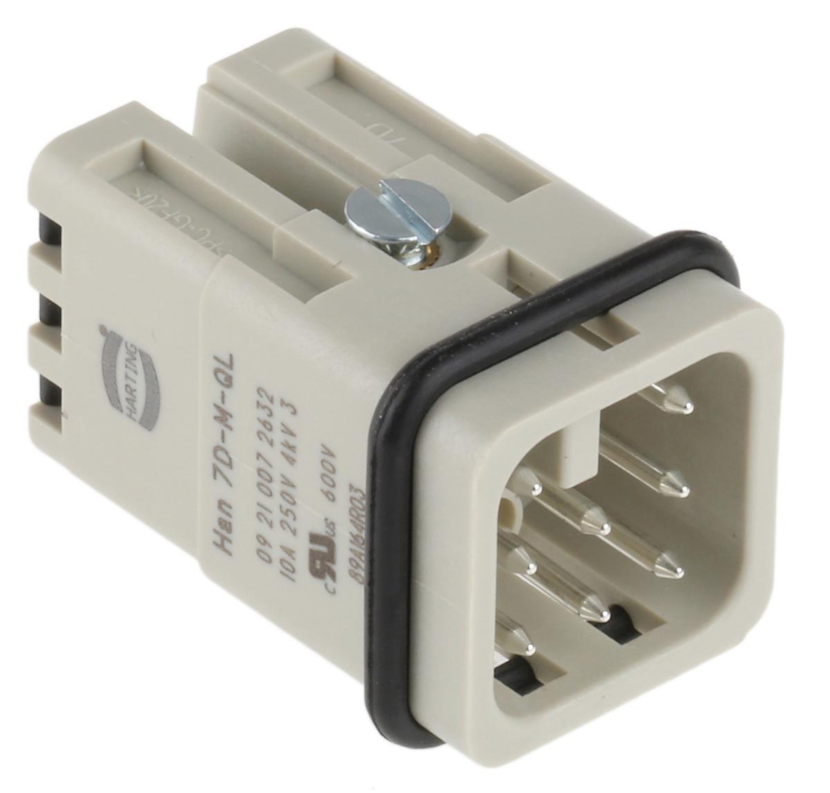 Produktfoto 1 von HARTING Han D Industrie-Steckverbinder Kontakteinsatz, 8-polig 10A Stecker, Einsatz Quick Lock