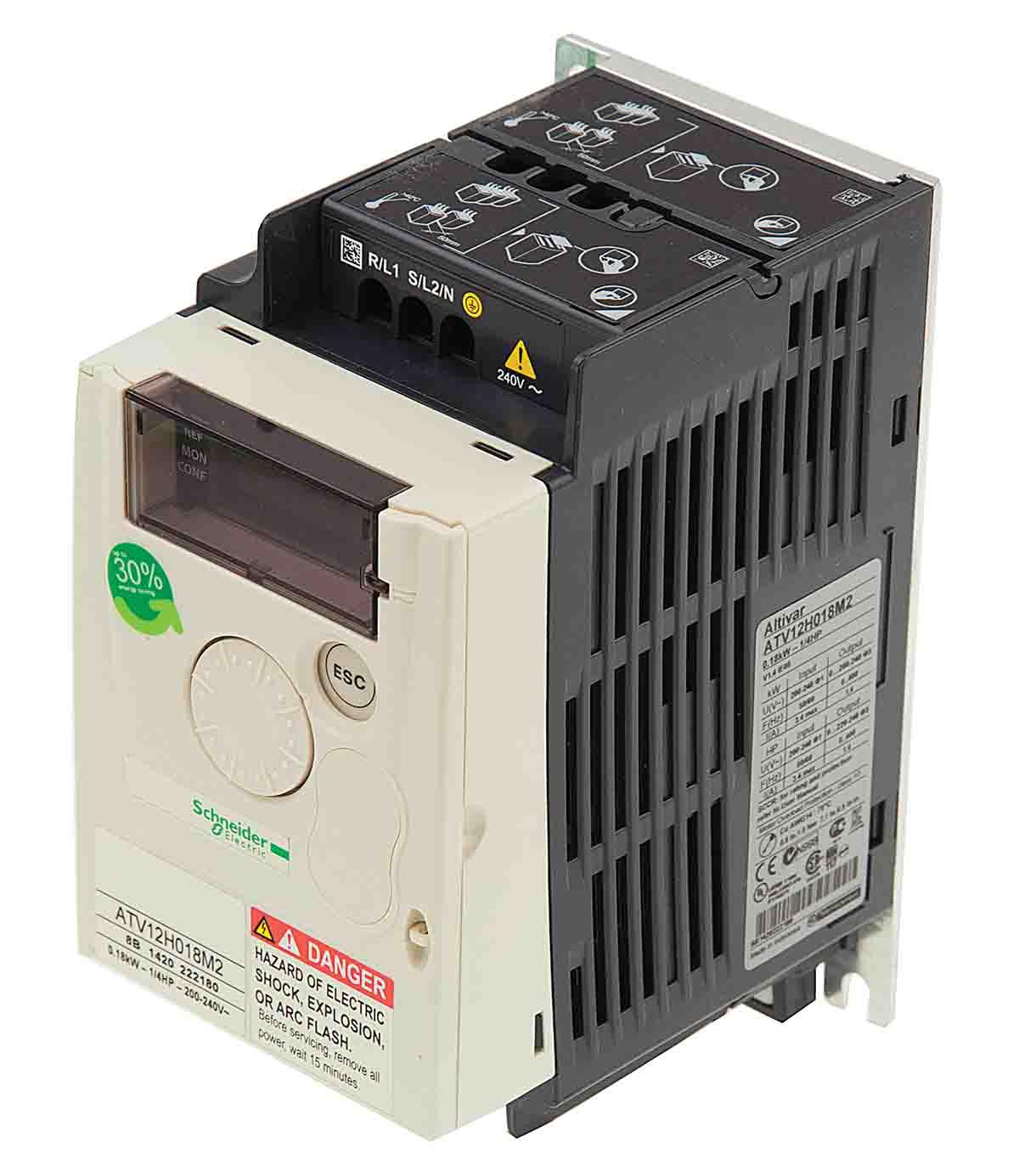 Produktfoto 1 von Schneider Electric ATV 21, 1-Phasen Frequenzumrichter 0,75 kW, 110 V ac / 15,7 AC, 18,9 A 0.5 → 400Hz für