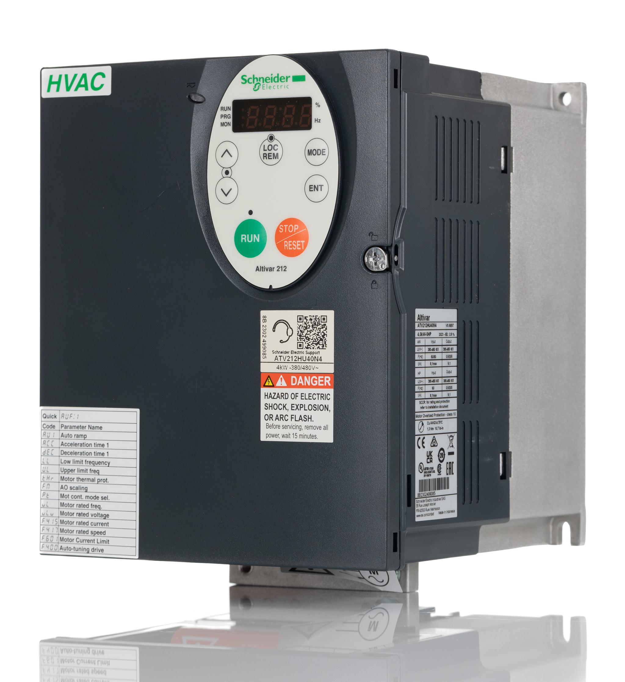 Produktfoto 1 von Schneider Electric ATV 212, 3-Phasen Frequenzumrichter 4 kW, 400 V ac / 9,1 A 0 → 200Hz für Asynchronmotoren