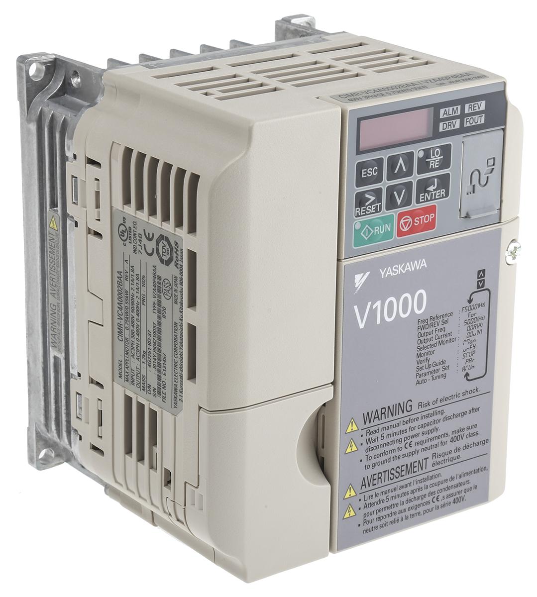 Produktfoto 1 von Omron V1000, 3-Phasen Frequenzumrichter 0,75 kW, 400 V ac / 2,1 A 0.1 → 400Hz für Wechselstrommotoren