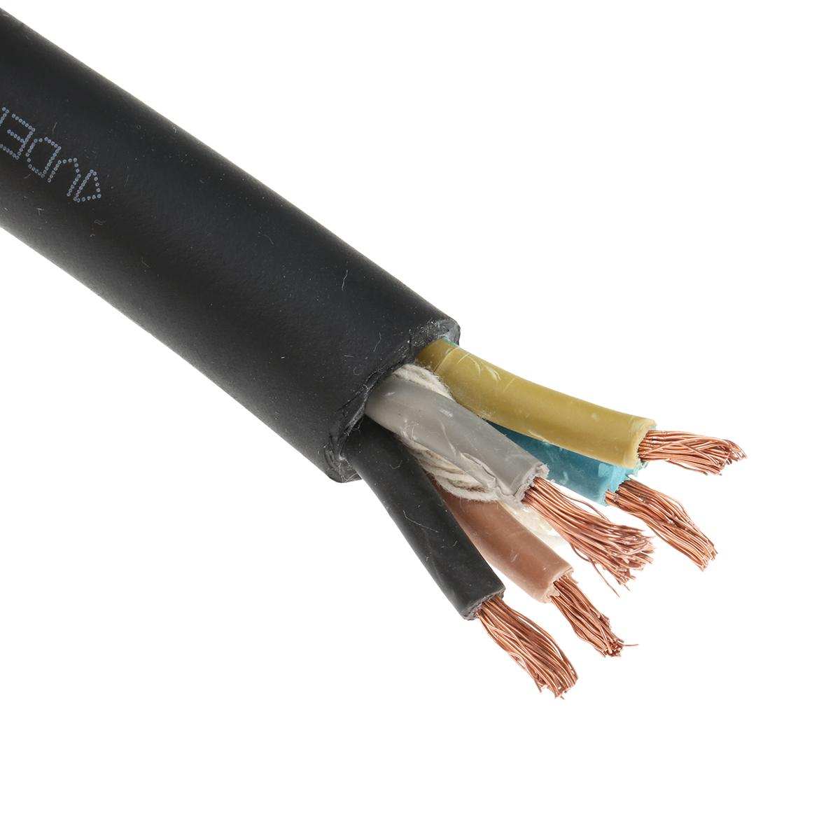 Produktfoto 1 von RS PRO Netzkabel, 5-adrig Schwarz x 4 mm² /Ø 16.9mm 50m, 450/750 V ac, CPE