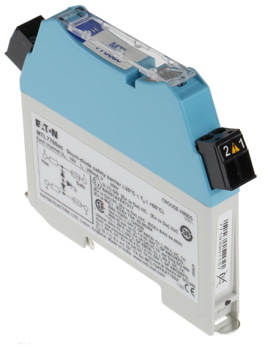 Produktfoto 1 von Eaton Zenerbarriere 2-kanalig Widerstands-Temperaturfühler (RTD), Thermoelement 10V dc ATEX 200mA max. 6.7V dc