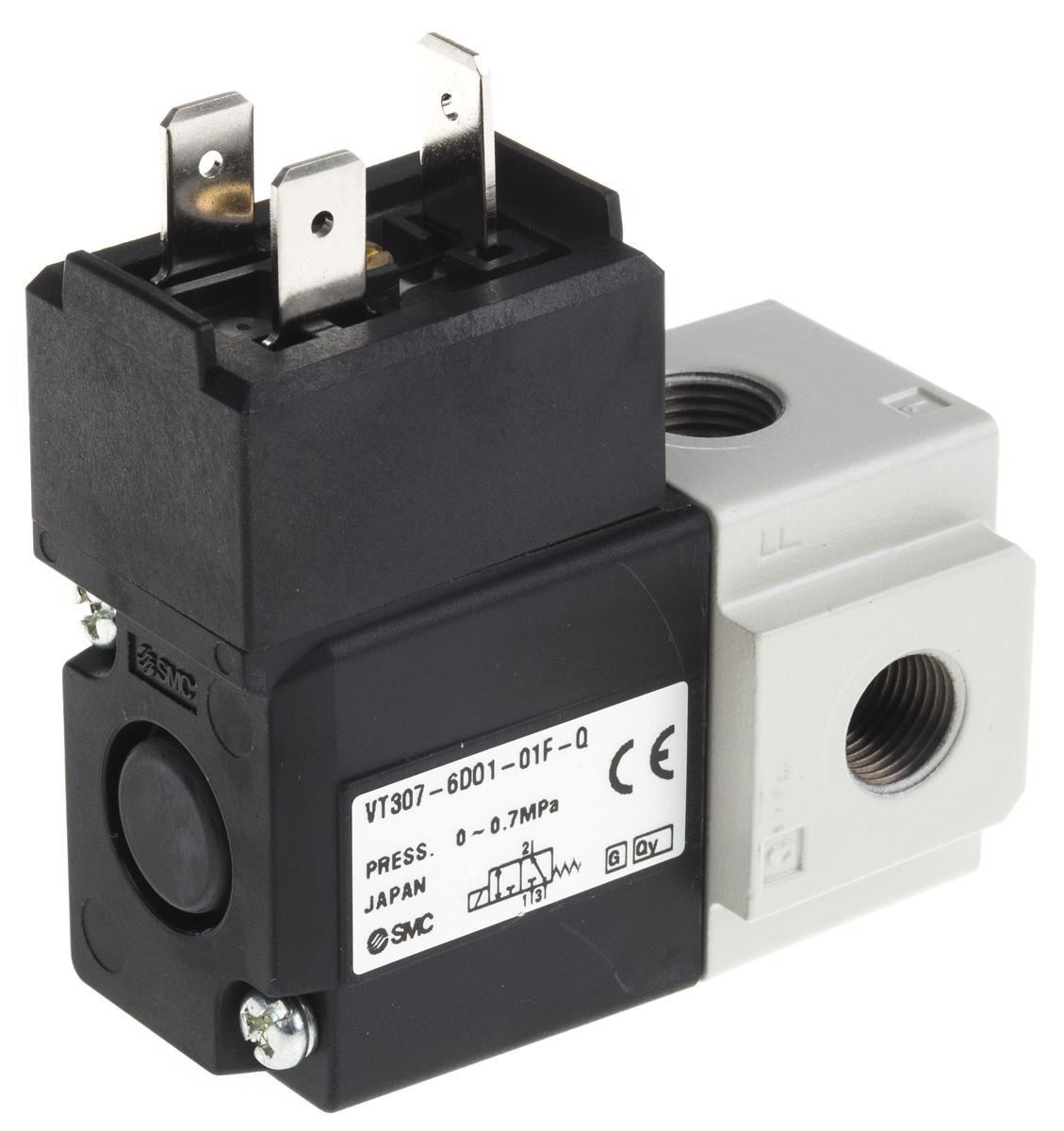 Produktfoto 1 von SMC VT307, G1/8 Pneumatik-Magnetventil 12V dc, Magnet/Magnet-betätigt