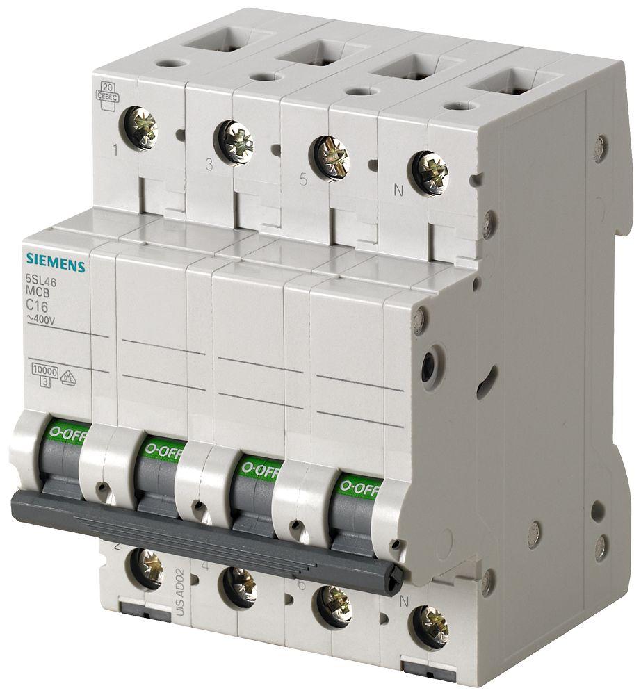 Siemens 5SL4 MCB Leitungsschutzschalter Typ C, Pol 3P+N 300mA 400V SENTRON DIN-Schienen-Montage