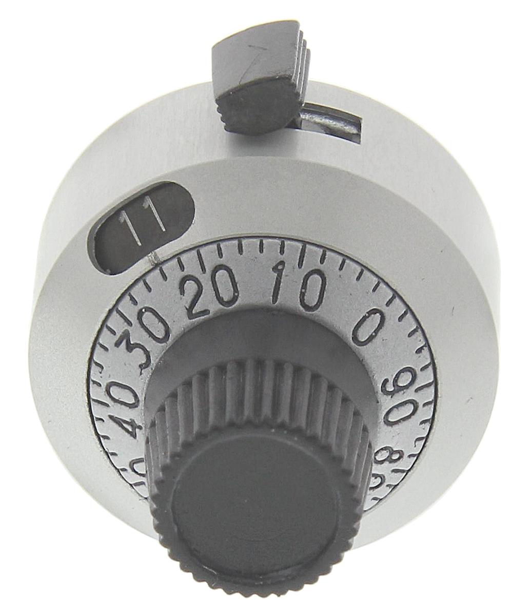 Produktfoto 1 von Vishay Potentiometer Drehknopf silbern, Zeiger Grau Ø 22.2mm x 22.2mm, Rund Schaft 6mm