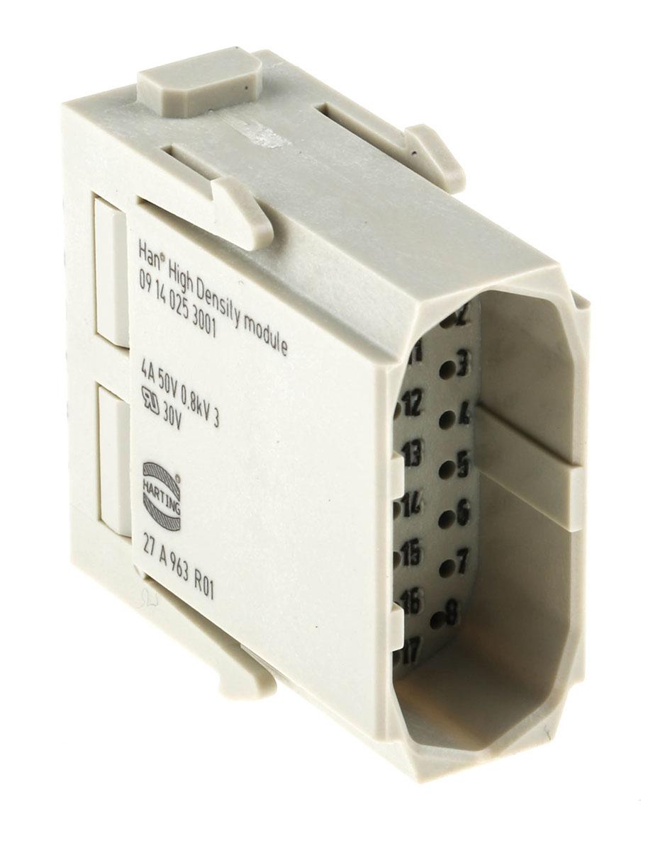 Produktfoto 1 von HARTING Han-Modular Robustes Power Steckverbinder-Modul, 25-polig 5A Stecker, Steckverbindermodul