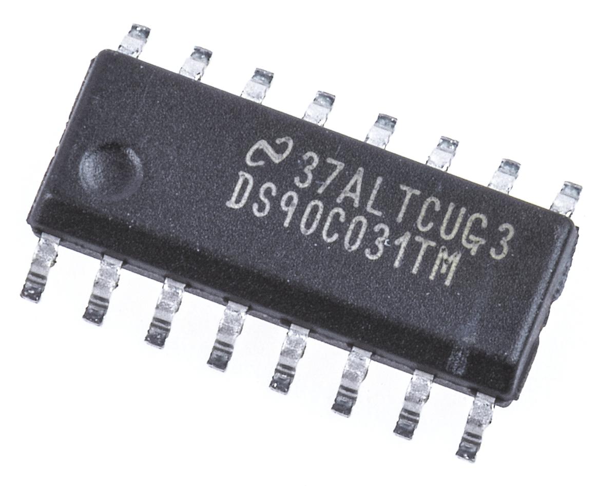 Produktfoto 1 von Texas Instruments LVDS-Sender Quad CMOS, TTL LVDS, 155Mbit/s SMD 4 Elem./Chip, SOIC 16-Pin