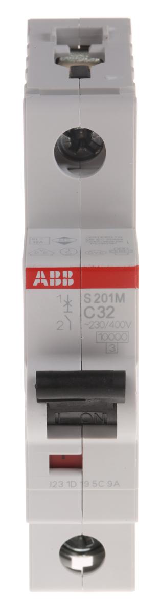 Produktfoto 1 von ABB S200M MCB Leitungsschutzschalter Typ C, 1-polig 32A 253V, Abschaltvermögen 10 kA System Pro M Compact